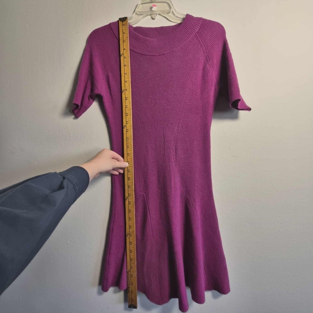 Betsey Johnson NWOT Magenta Pink Ribbed Knit Pointelle Coquette Sweater Dress M - Picture 10 of 10